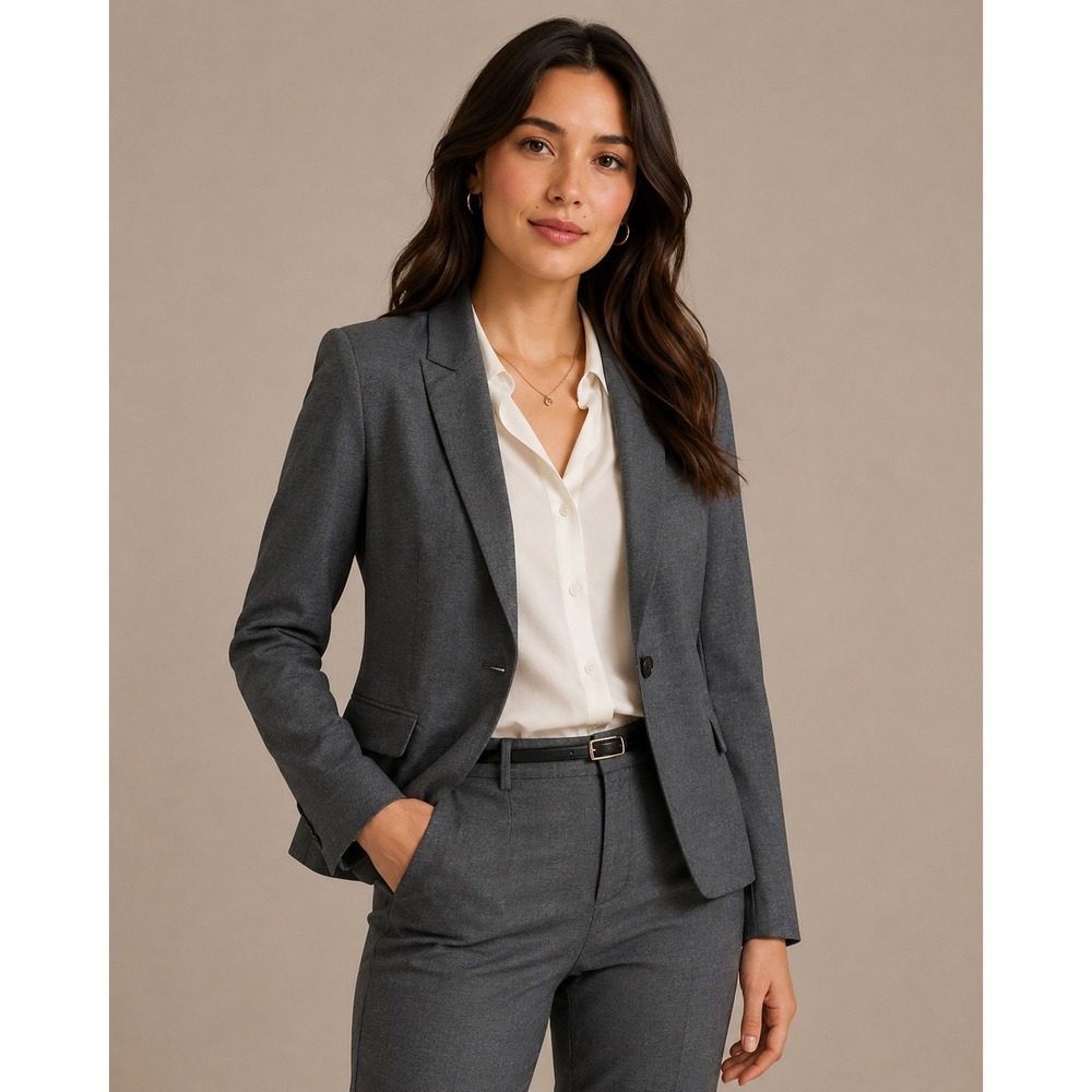 H&M Gray One Button Tailored Blazer Jacket Women's Size 10 Office NWT